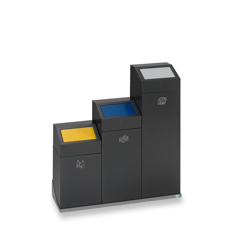 Immagine del prodotto n. 4: Contenitore per materiali riciclabili VAR® WSG 40E, per ambienti interni, autoestinguente, capacità 43 litri, grigio micaceo, giallo traffico