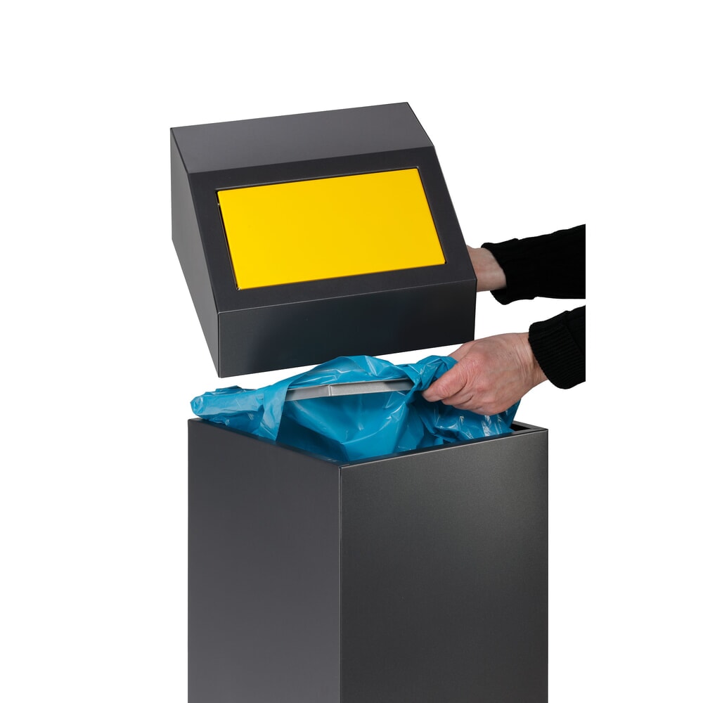 Immagine del prodotto n. 5: Contenitore per materiali riciclabili VAR® WSG 40E, per ambienti interni, autoestinguente, capacità 43 litri, grigio micaceo, giallo traffico
