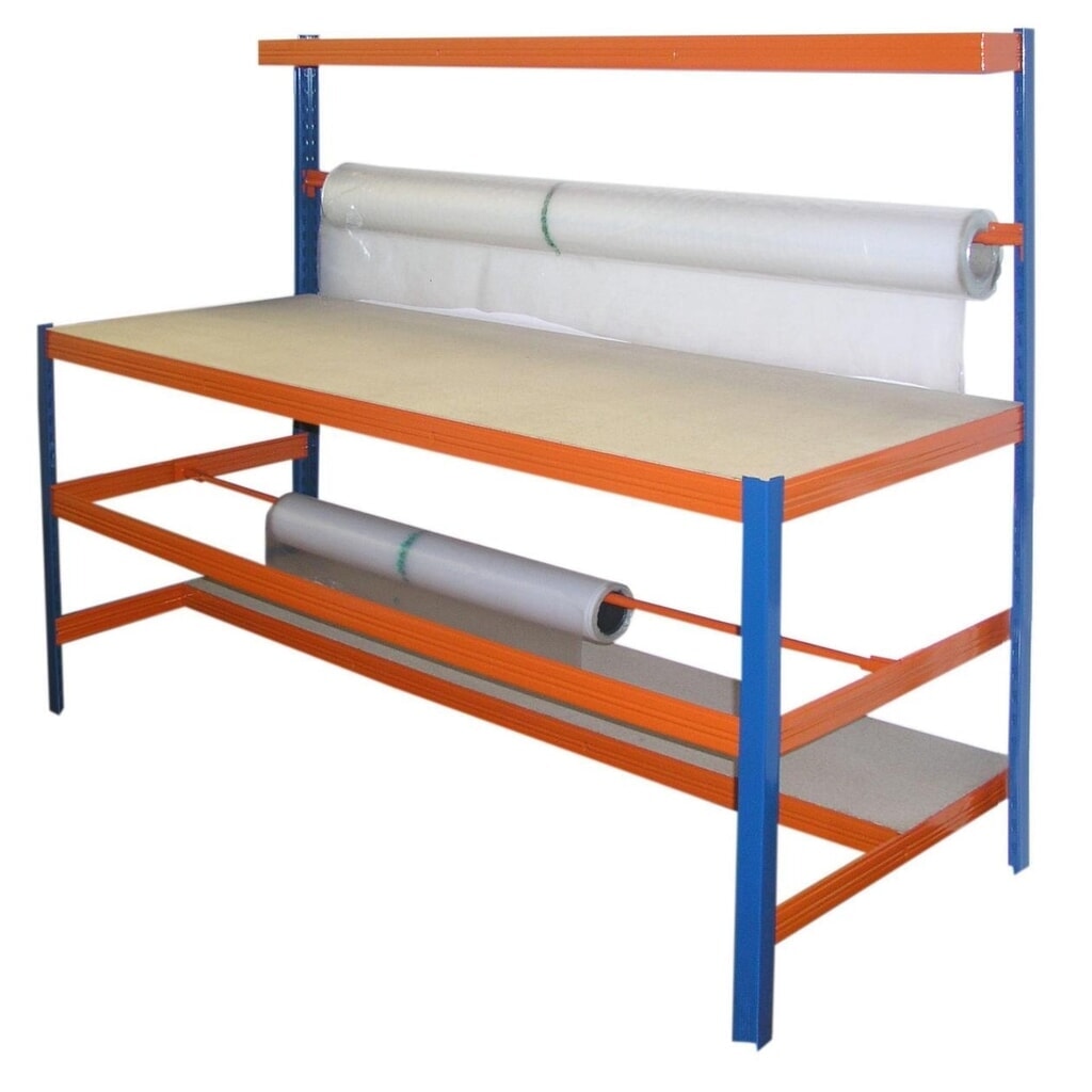 Postazione di imballaggio BASIC con porta-rotoli, portata 300 kg Immagine del prodotto: Postazione di imballaggio BASIC con porta-rotoli, portata 300 kg