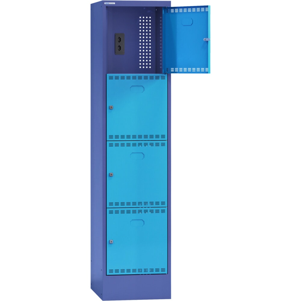 Immagine del prodotto: Thur Metall armadio di ricarica per batterie con scomparti, per batterie di e-bike, AxLxP 1790 mm x 415 mm x 580 mm, serratura a chiave, blu colomba/azzurro