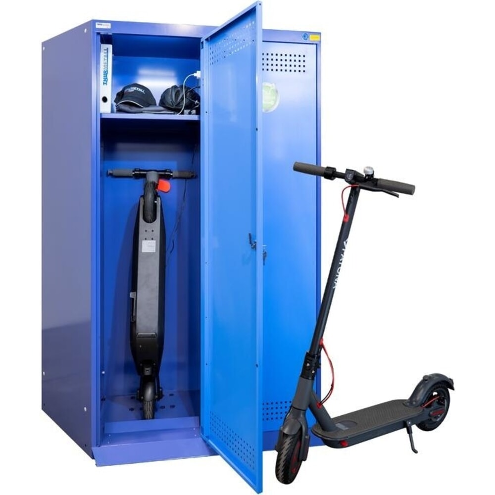 Immagine del prodotto n. 2: Thur Metall armadio di ricarica per batterie per monopattini/scooter elettrici, AxLxP 1700 x 1000 x 500 mm, blu colomba/azzurro