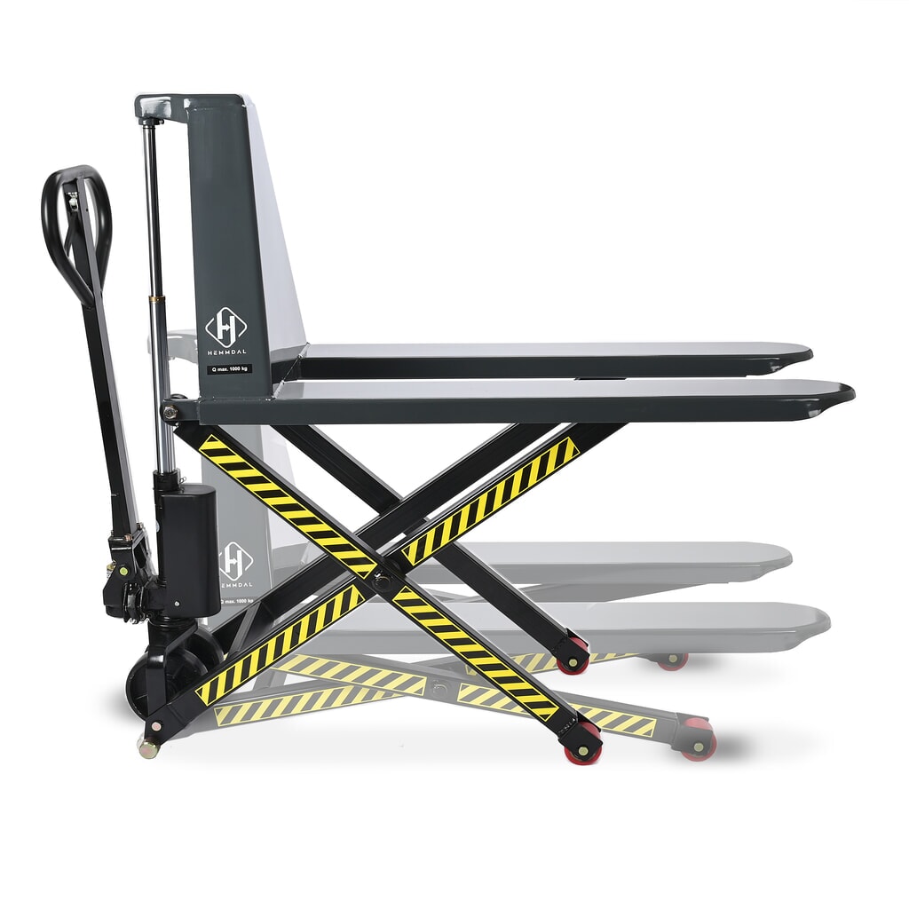Immagine del prodotto: Transpallet a pantografo HEMMDAL PTM 1.0 Scissor, portata 1.000 kg, lunghezza forche 1.150 mm, poliuretano, rullo singolo