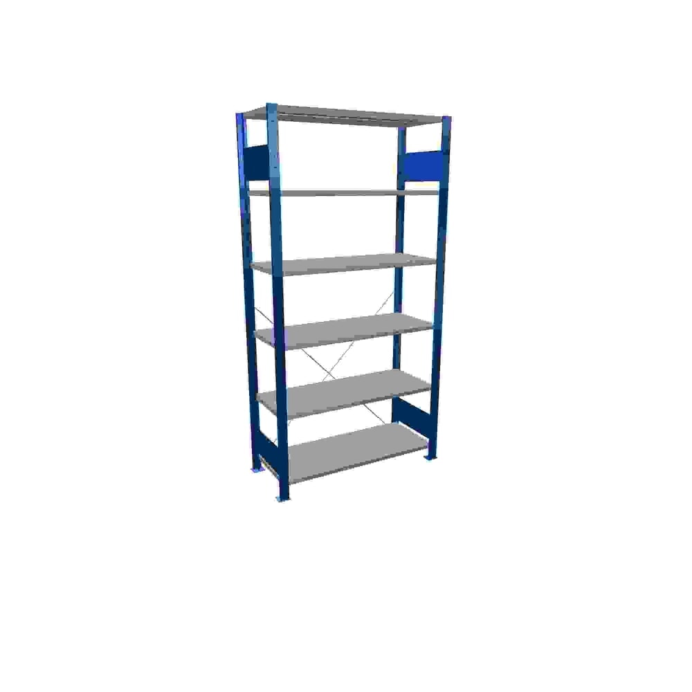 Immagine del prodotto: Scaffalatura a ripiani SCHULTE, blu genziana/zincato con 6 fondi in lamiera d'acciaio, portata per piano di 150 kg, AxLxP 2.000 x 1.060 x 436 mm