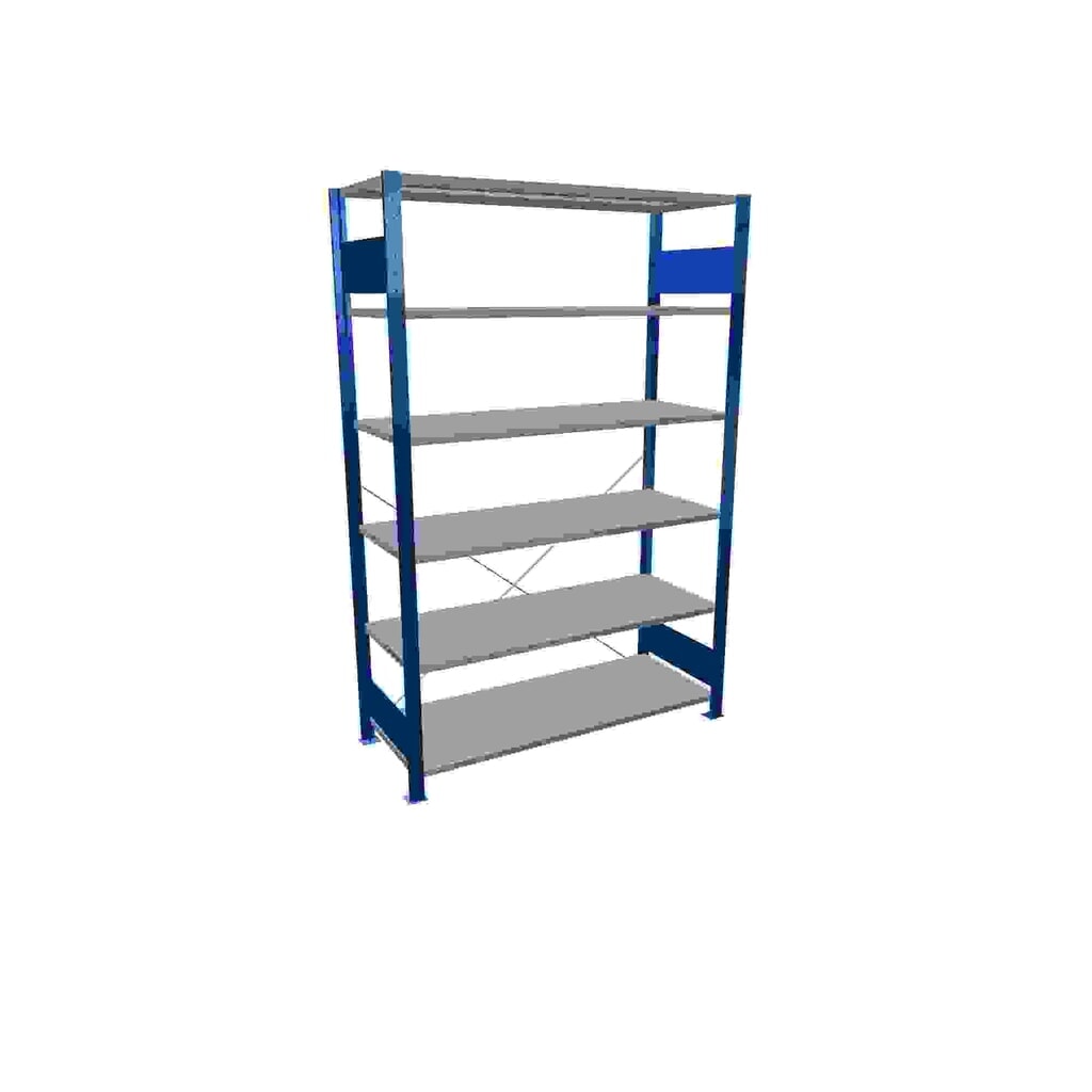 Immagine del prodotto: Scaffalatura a ripiani SCHULTE, blu genziana/zincato con 6 fondi in lamiera d'acciaio, portata per piano di 150 kg, AxLxP 2.000 x 1.360 x 536 mm