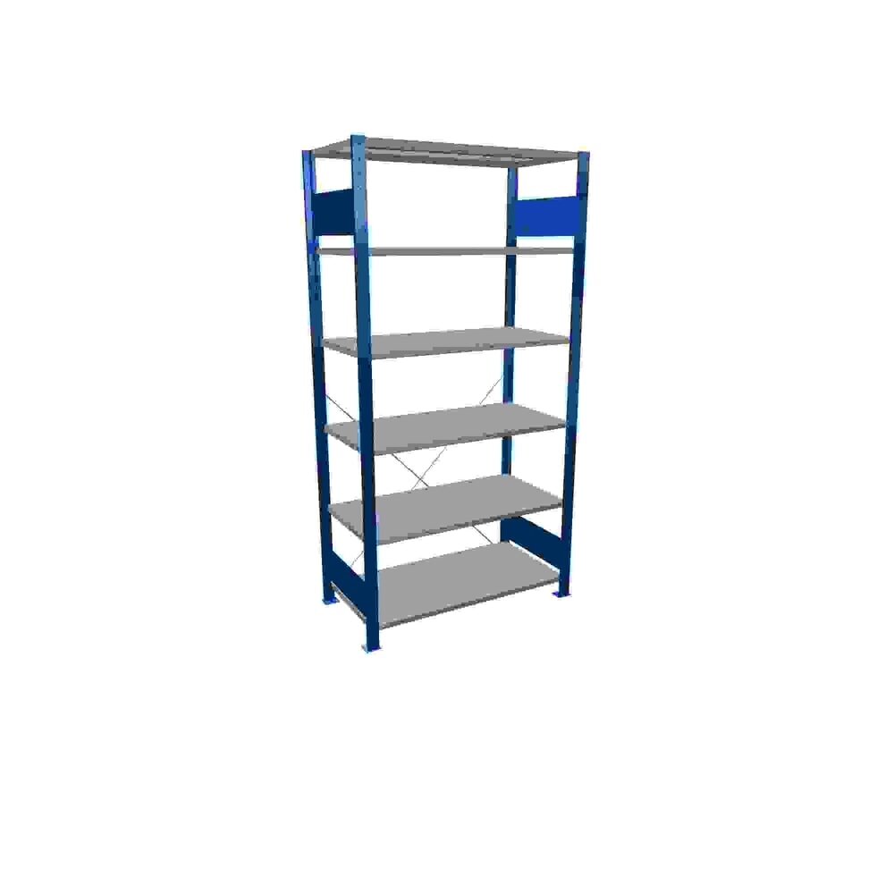 Immagine del prodotto: Scaffalatura a ripiani SCHULTE, blu genziana/zincato con 6 fondi in lamiera d'acciaio, portata per piano di 150 kg, AxLxP 2.000 x 1.060 x 536 mm