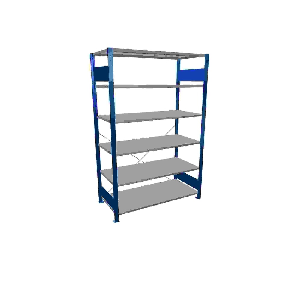 Immagine del prodotto: Scaffalatura a ripiani SCHULTE, blu genziana/zincato con 6 fondi in lamiera d'acciaio, portata per piano di 150 kg, AxLxP 2.000 x 1.360 x 636 mm