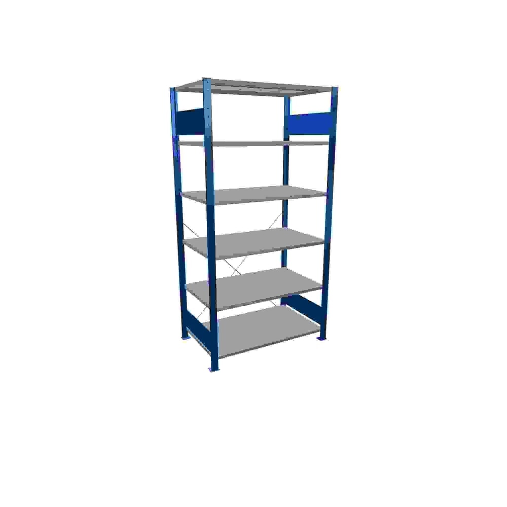 Immagine del prodotto: Scaffalatura a ripiani SCHULTE, blu genziana/zincato con 6 fondi in lamiera d'acciaio, portata per piano di 150 kg, AxLxP 2.000 x 1.060 x 636 mm