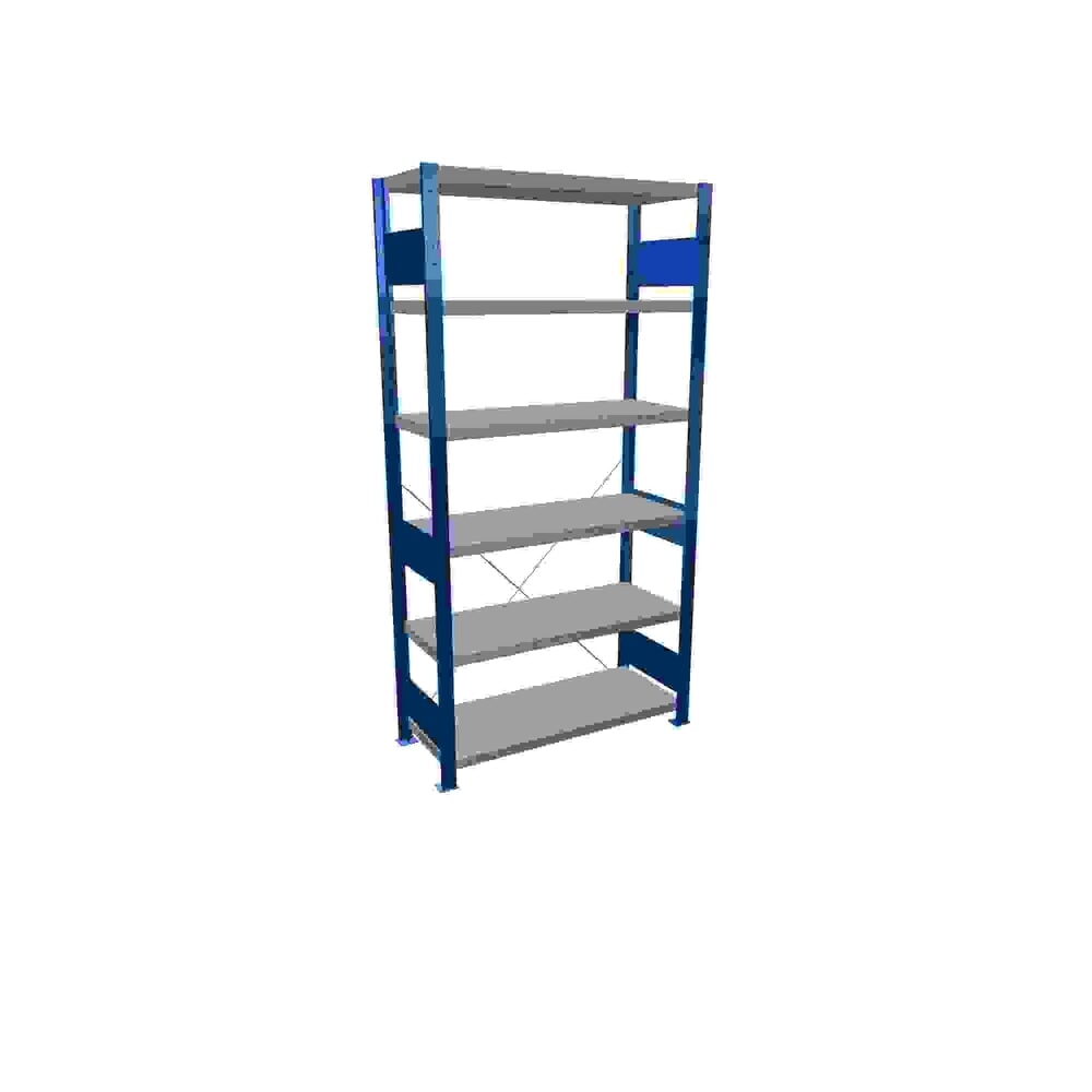 Immagine del prodotto: Scaffalatura a ripiani SCHULTE, blu genziana/zincato con 6 fondi in lamiera d'acciaio, portata per piano di 330 kg, AxLxP 2.000 x 1.060 x 436 mm