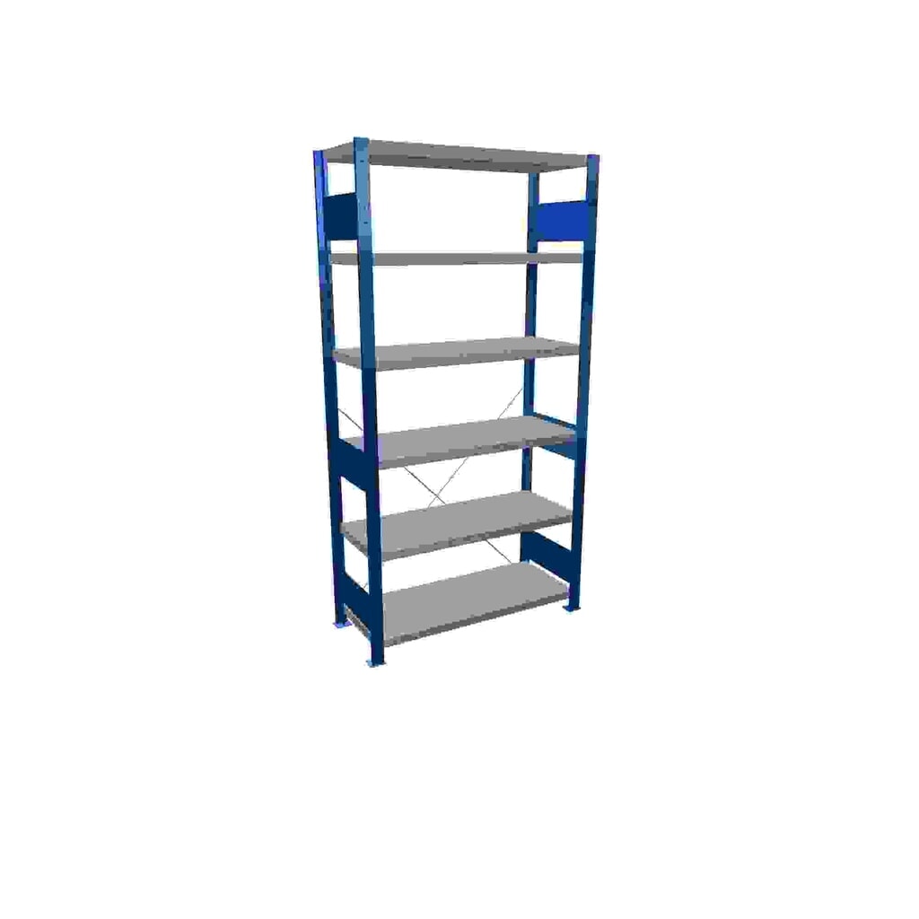 Immagine del prodotto: Scaffalatura a ripiani SCHULTE, blu genziana/zincato con 6 fondi in lamiera d'acciaio, portata per piano di 330 kg, AxLxP 2.000 x 1.060 x 436 mm