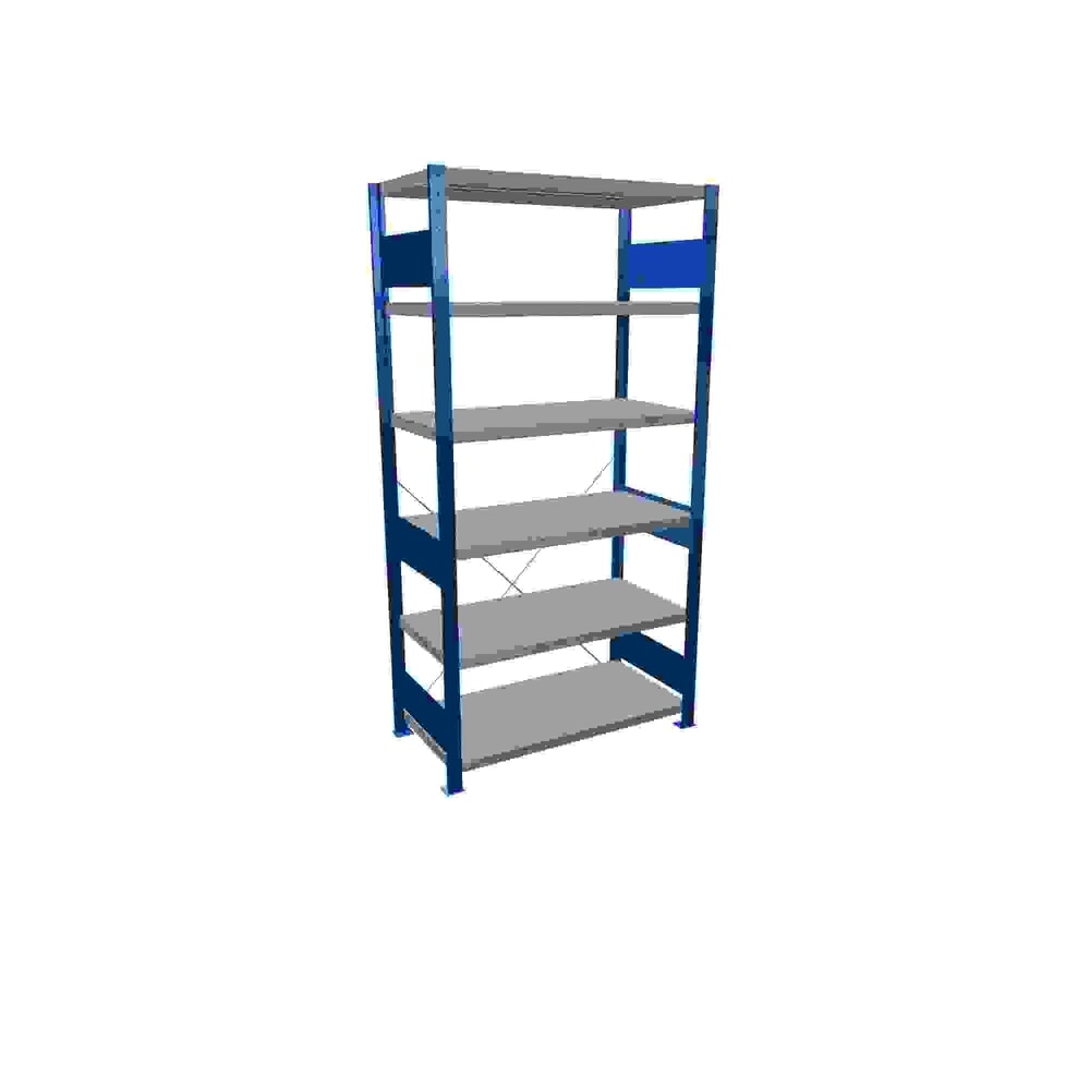 Immagine del prodotto: Scaffalatura a ripiani SCHULTE, blu genziana/zincato con 6 fondi in lamiera d'acciaio, portata per piano di 330 kg, AxLxP 2.000 x 1.060 x 536 mm