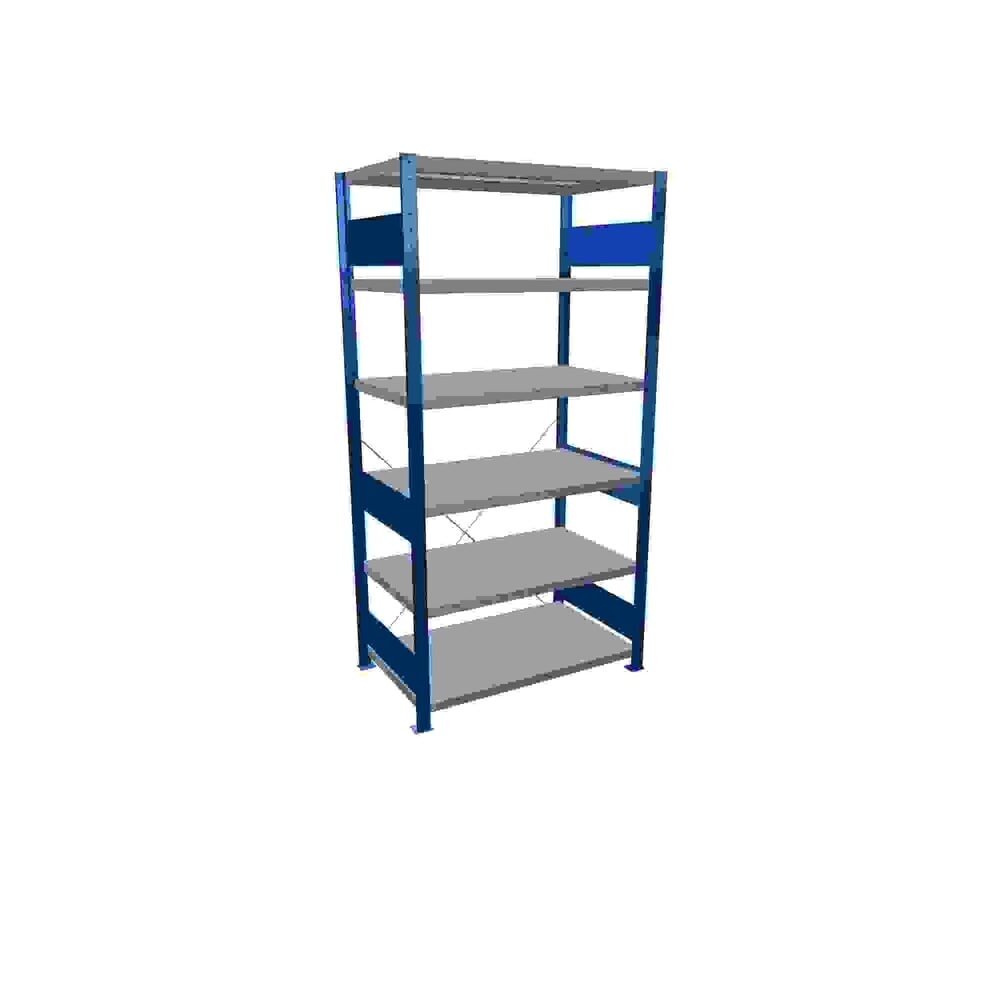 Immagine del prodotto: Scaffalatura a ripiani SCHULTE, blu genziana/zincato con 6 fondi in lamiera d'acciaio, portata per piano di 330 kg, AxLxP 2.000 x 1.060 x 636 mm