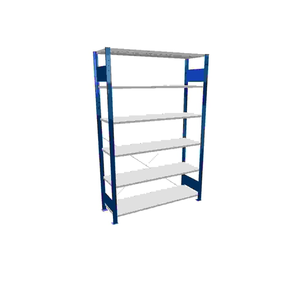 Immagine del prodotto: Scaffalatura a ripiani SCHULTE, blu genziana con 5 fondi in lamiera d'acciaio, portata per piano di 150 kg, AxLxP 2.000 x 1.360 x 436 mm