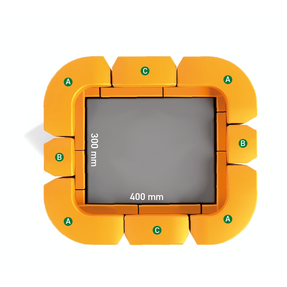 Immagine del prodotto n. 6: A.M.P.E.R.E. Protezione antiurto per colonne Universal Rack Mammut® Supreme, espandibile, altezza 1.100 mm, per dimensioni delle colonne 200–250 mm