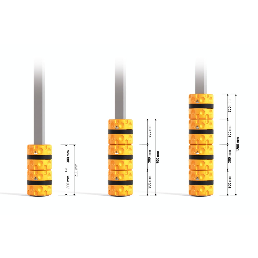 Immagine del prodotto: A.M.P.E.R.E. Protezione antiurto per colonne Universal Rack Mammut® Smart, per colonne quadrate 100–150 mm, altezza 300 mm