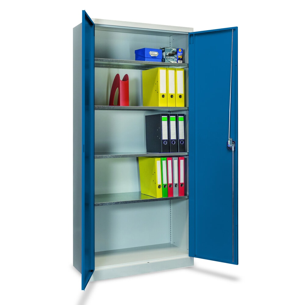Immagine del prodotto n. 3: Armadio con ante a battente Steinbock® con ripiani zincati, AxLxP 1950 x 890 x 415 mm, grigio chiaro/blu genziana