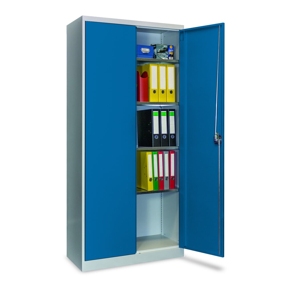 Immagine del prodotto n. 4: Armadio con ante a battente Steinbock® con ripiani zincati, AxLxP 1950 x 890 x 415 mm, grigio chiaro/blu genziana
