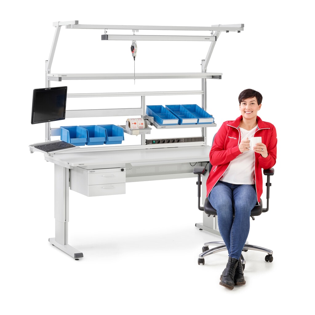 TRESTON Tavolo da lavoro, tipo WB, regolabile in altezza, manovella, LxP 1.073 x 800 mm Immagine del prodotto n. 4: TRESTON Tavolo da lavoro, tipo WB, regolabile in altezza, manovella, LxP 1.073 x 800 mm