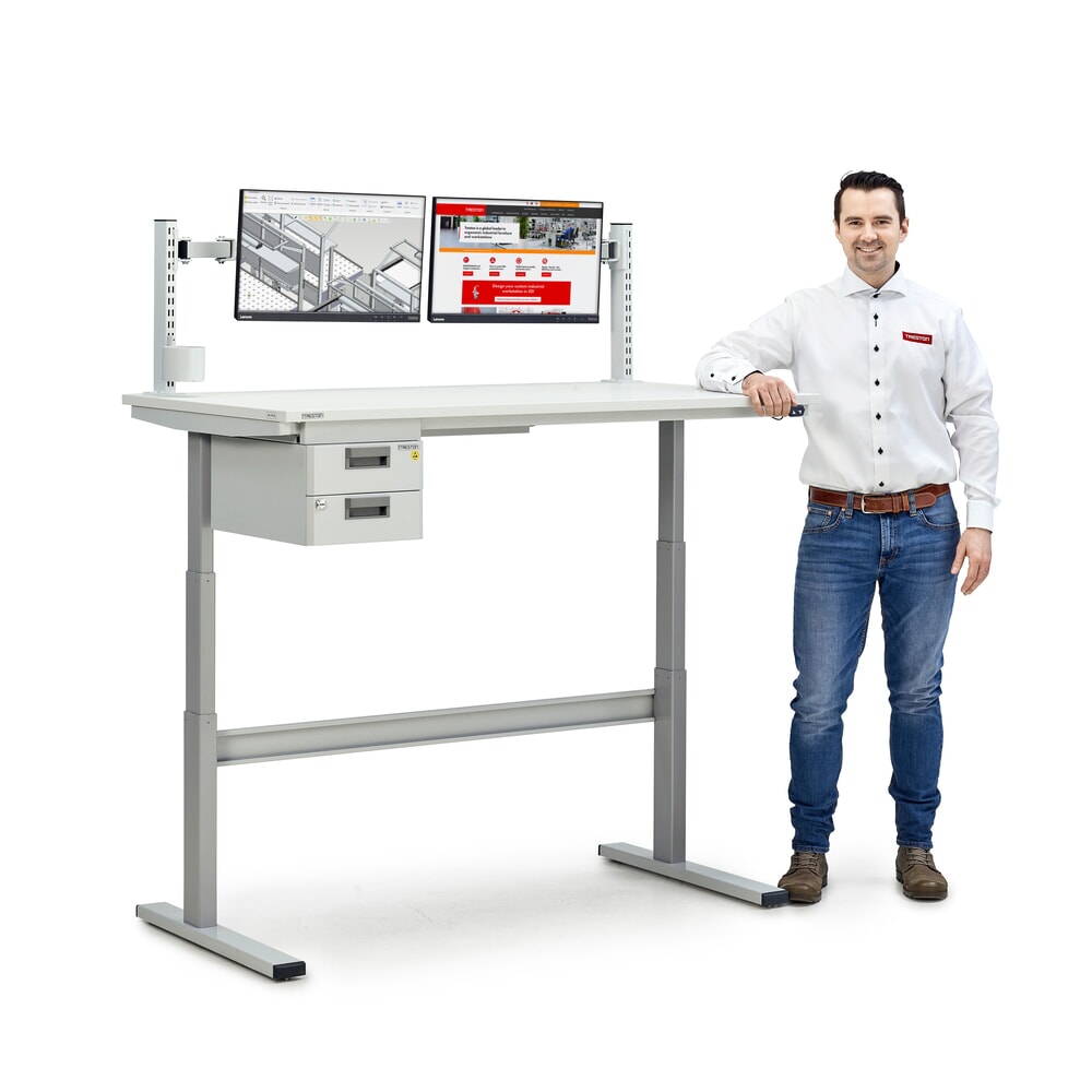 Immagine del prodotto n. 3: Tavolo da lavoro TRESTON TED, ESD, regolabile elettricamente in altezza, AxLxP 630-1.270 x 900 x 800 mm