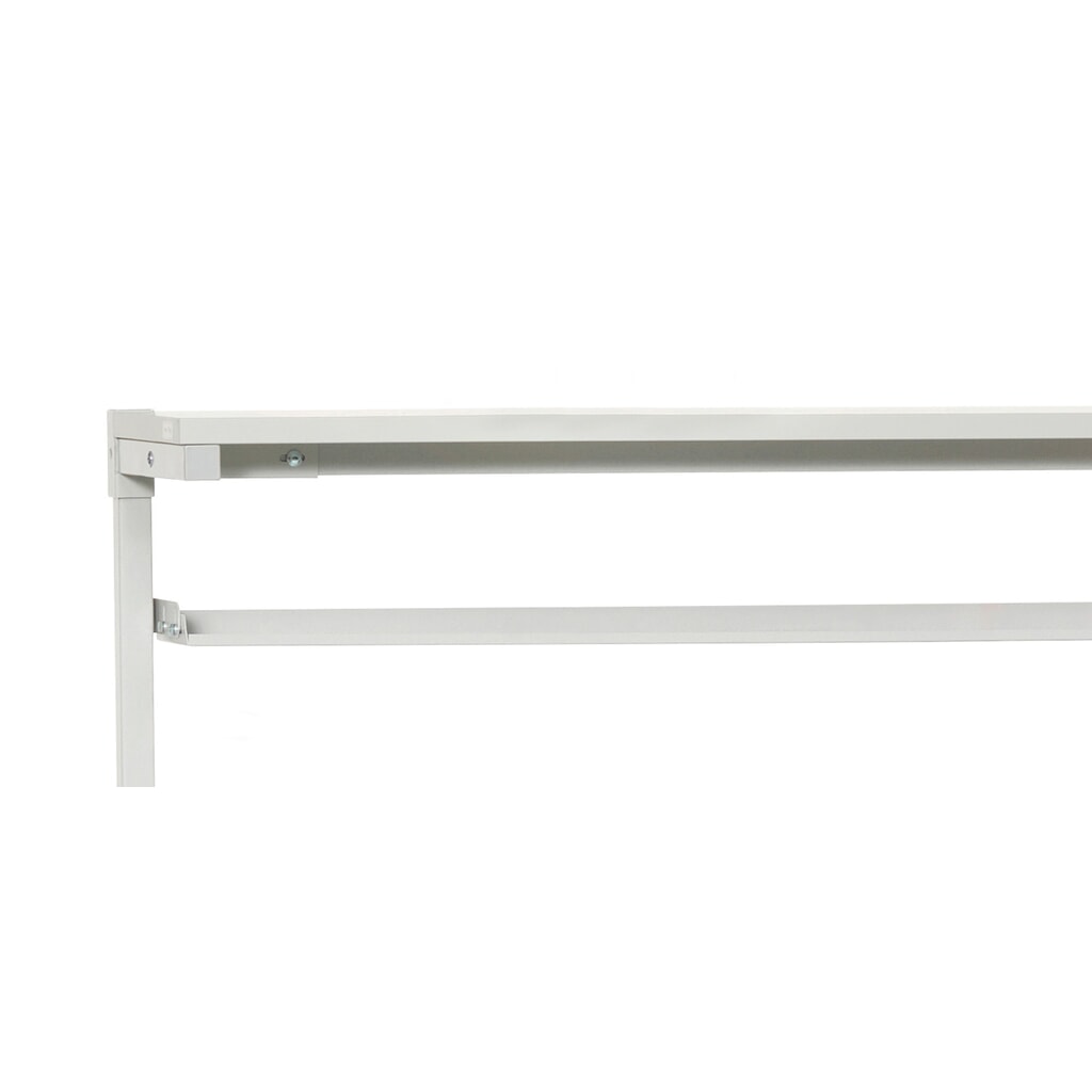 Ripiano per contenitori a bocca di lupo, LxP 1.419 x 145 mm, per tavoli di larghezza 1.500 mm Immagine del prodotto: Ripiano per contenitori a bocca di lupo, LxP 1.419 x 145 mm, per tavoli di larghezza 1.500 mm