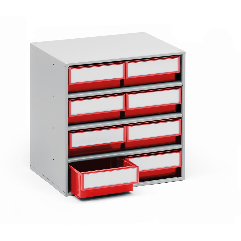 Cassettiera, 8 cassetti, profondità 300 mm, rosso Immagine del prodotto: Cassettiera, 8 cassetti, profondità 300 mm, rosso