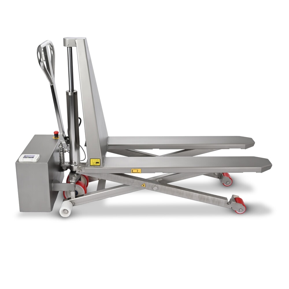 Immagine del prodotto n. 5: Transpallet a pantografo in acciaio inox Ameise® PTM 1.0 Scissor INOX, portata 1.000 kg, elettroidraulico, lunghezza forche 1.200 mm, nylon