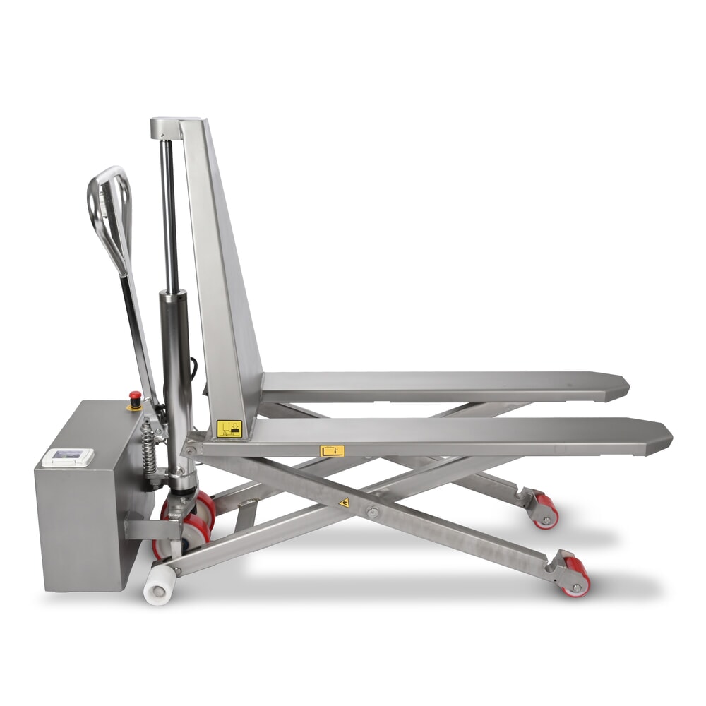 Immagine del prodotto n. 6: Transpallet a pantografo in acciaio inox Ameise® PTM 1.0 Scissor INOX, portata 1.000 kg, elettroidraulico, lunghezza forche 1.200 mm, nylon