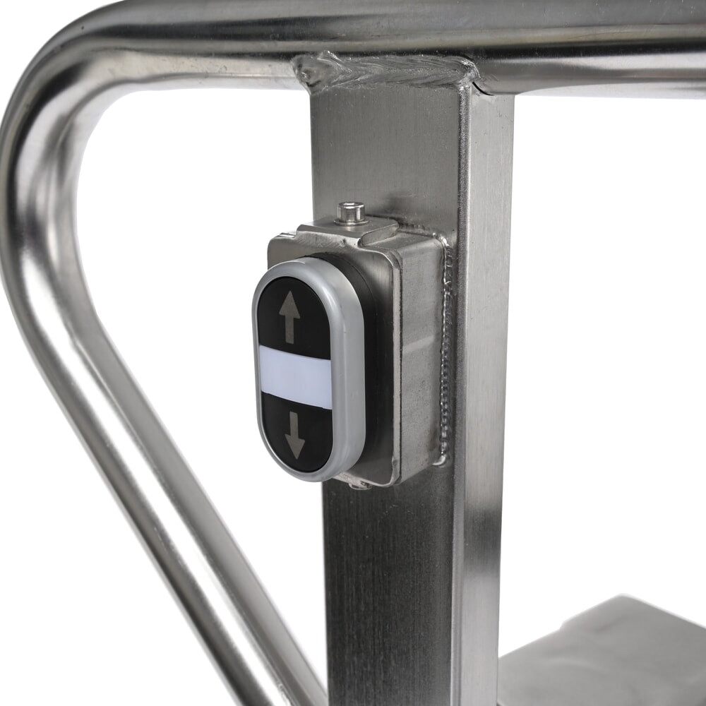 Immagine del prodotto n. 11: Transpallet a pantografo in acciaio inox Ameise® PTM 1.0 Scissor INOX, portata 1.000 kg, elettroidraulico, lunghezza forche 1.200 mm, nylon