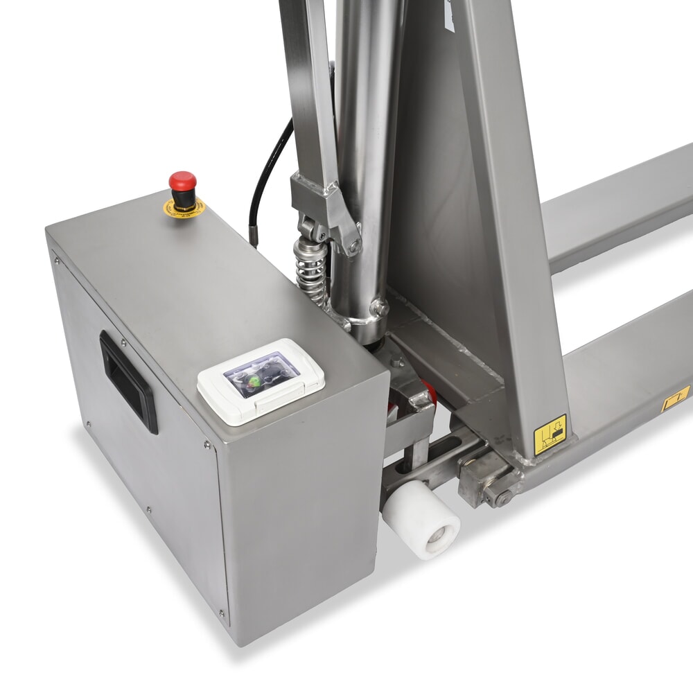 Immagine del prodotto n. 13: Transpallet a pantografo in acciaio inox Ameise® PTM 1.0 Scissor INOX, portata 1.000 kg, elettroidraulico, lunghezza forche 1.200 mm, nylon