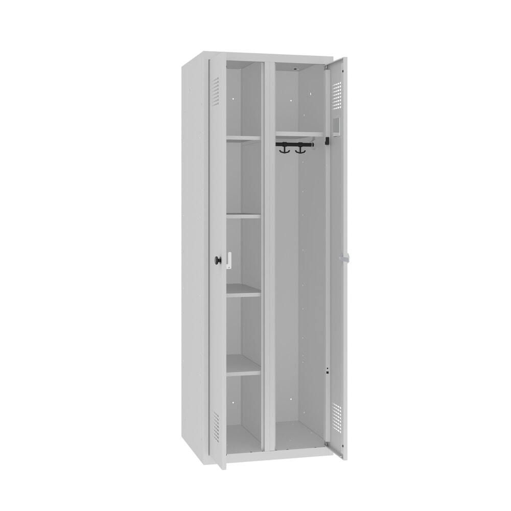 Immagine del prodotto: Steinbock® armadietto per abiti/biancheria, 1 scomparto, chiusura a chiavistello, AxLxP 1.800 x 600 x 500 mm, grigio chiaro/grigio chiaro