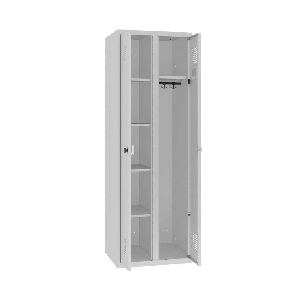 Immagine del prodotto: Steinbock® armadietto per abiti/biancheria, 1 scomparto, chiusura a chiavistello, AxLxP 1.800 x 600 x 500 mm, grigio chiaro/grigio chiaro