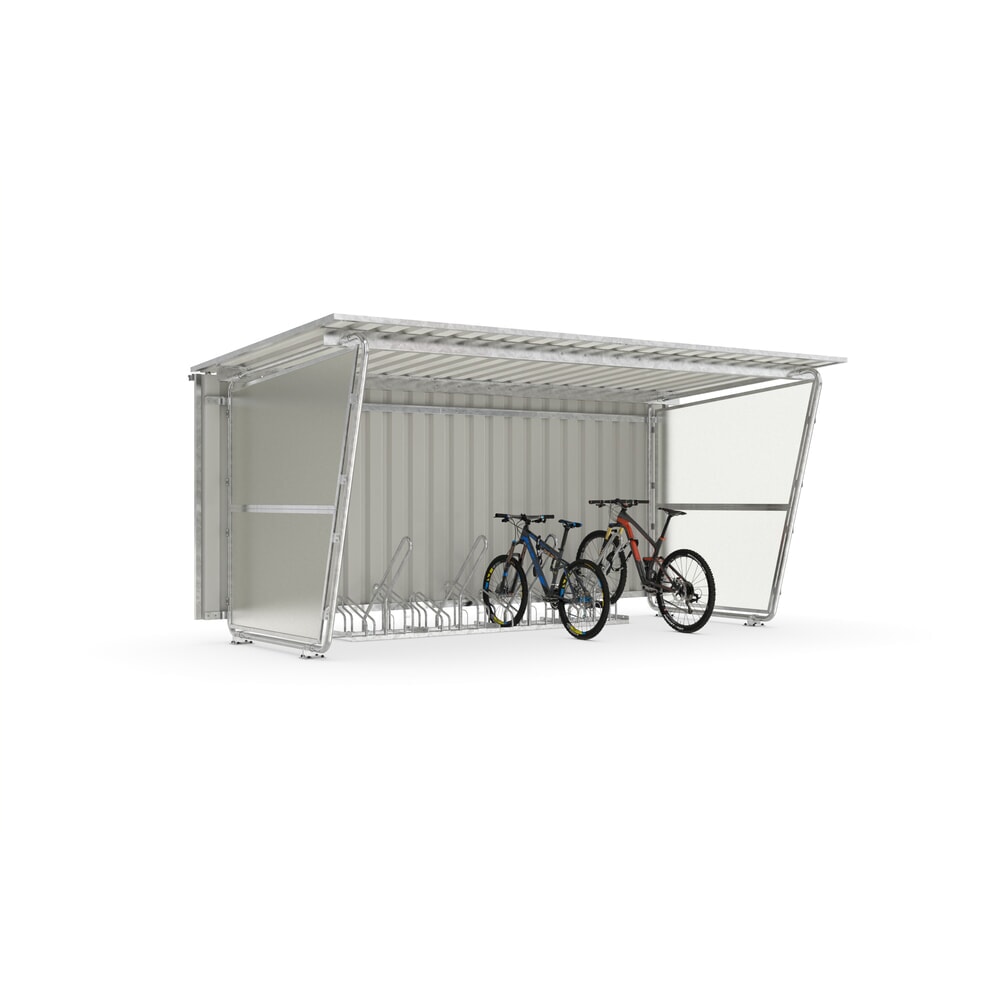 Immagine del prodotto: wsm® tettoia per biciclette Siegen, tetto monofalda con lamiera trapezoidale, per 8 biciclette