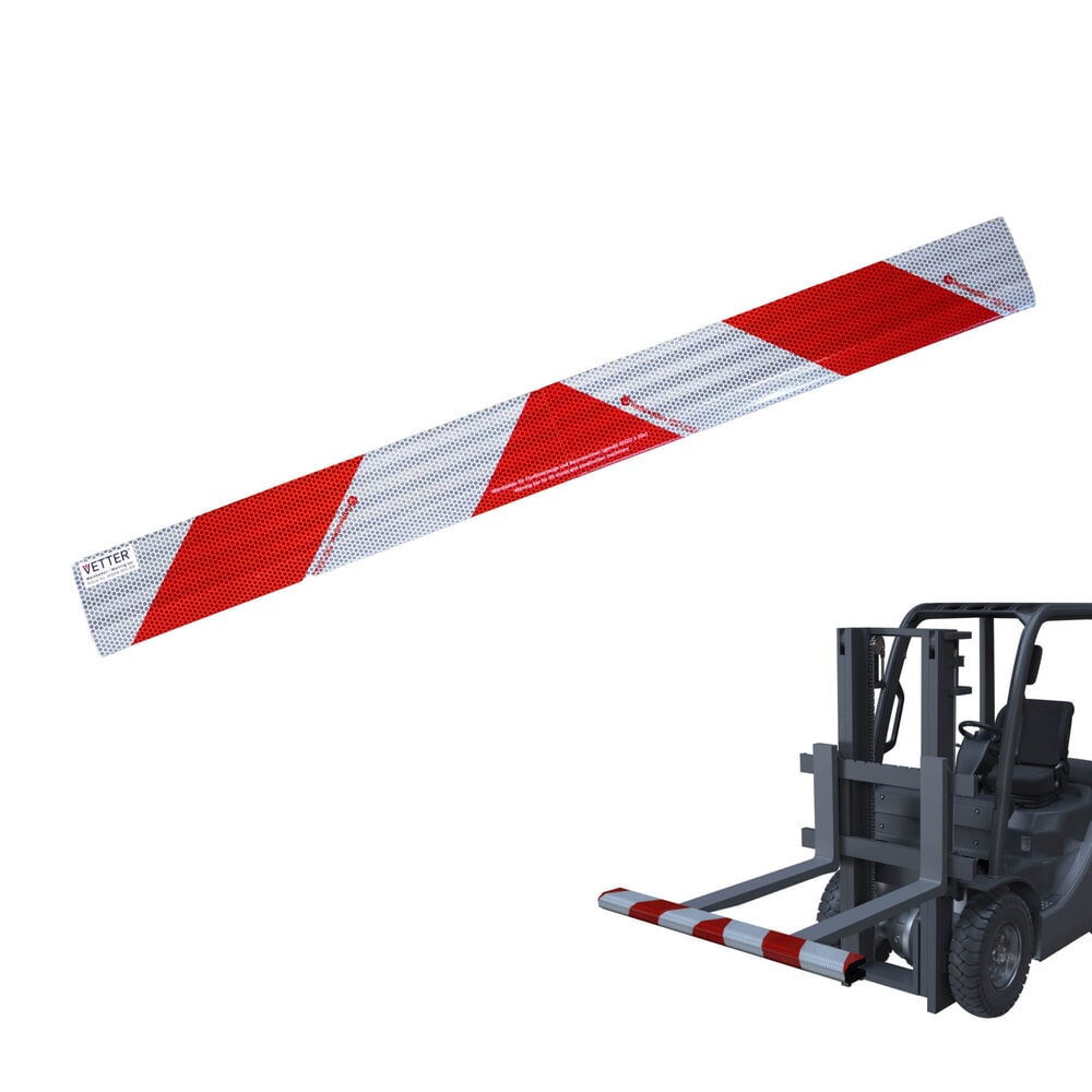 Immagine del prodotto: Barra di segnalazione VETTER® ZEBRA per forche con magneti, AxLuxP 80 x 1.000 x 45 mm