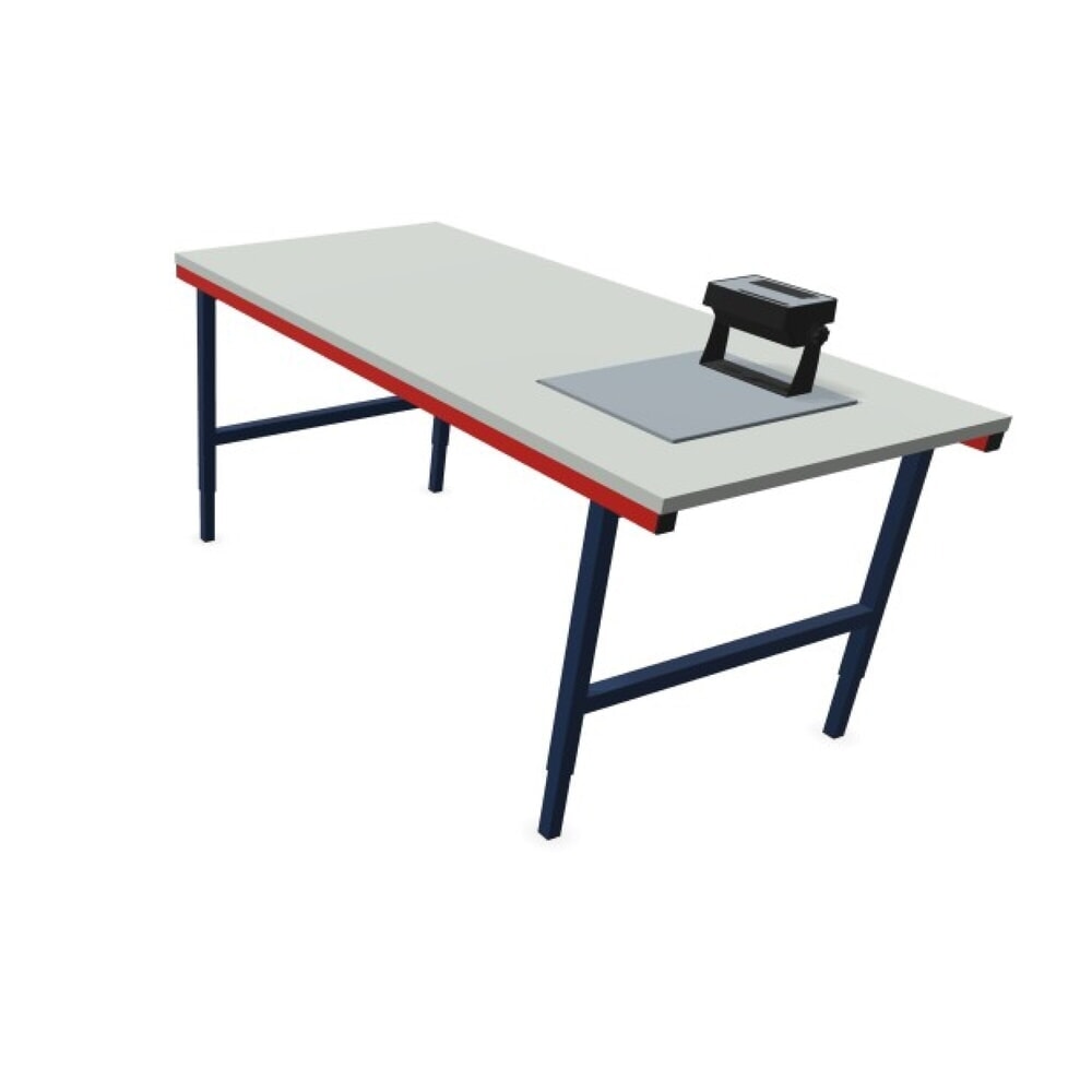Immagine del prodotto n. 6: Rocholz tavolo di confezionamento regolabile manualmente in altezza SYSTEM 2000 con bilancia fino a 60 kg, non omologabile ai fini legali per il commercio, AxLxP 690-960 x 2.000 x 920 mm