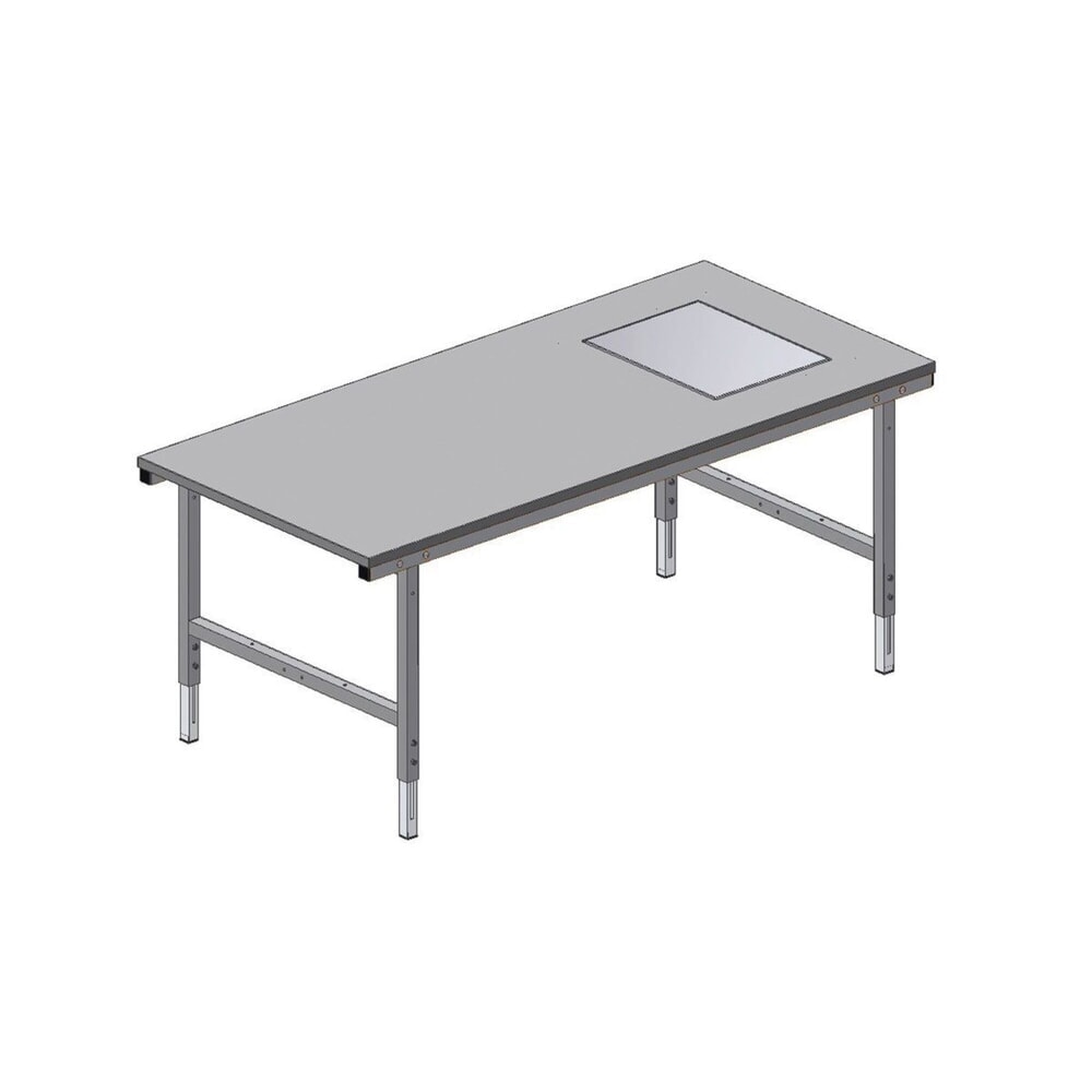 Immagine del prodotto n. 8: Rocholz tavolo di confezionamento regolabile manualmente in altezza SYSTEM 2000 con bilancia fino a 60 kg, non omologabile ai fini legali per il commercio, AxLxP 690-960 x 2.000 x 920 mm