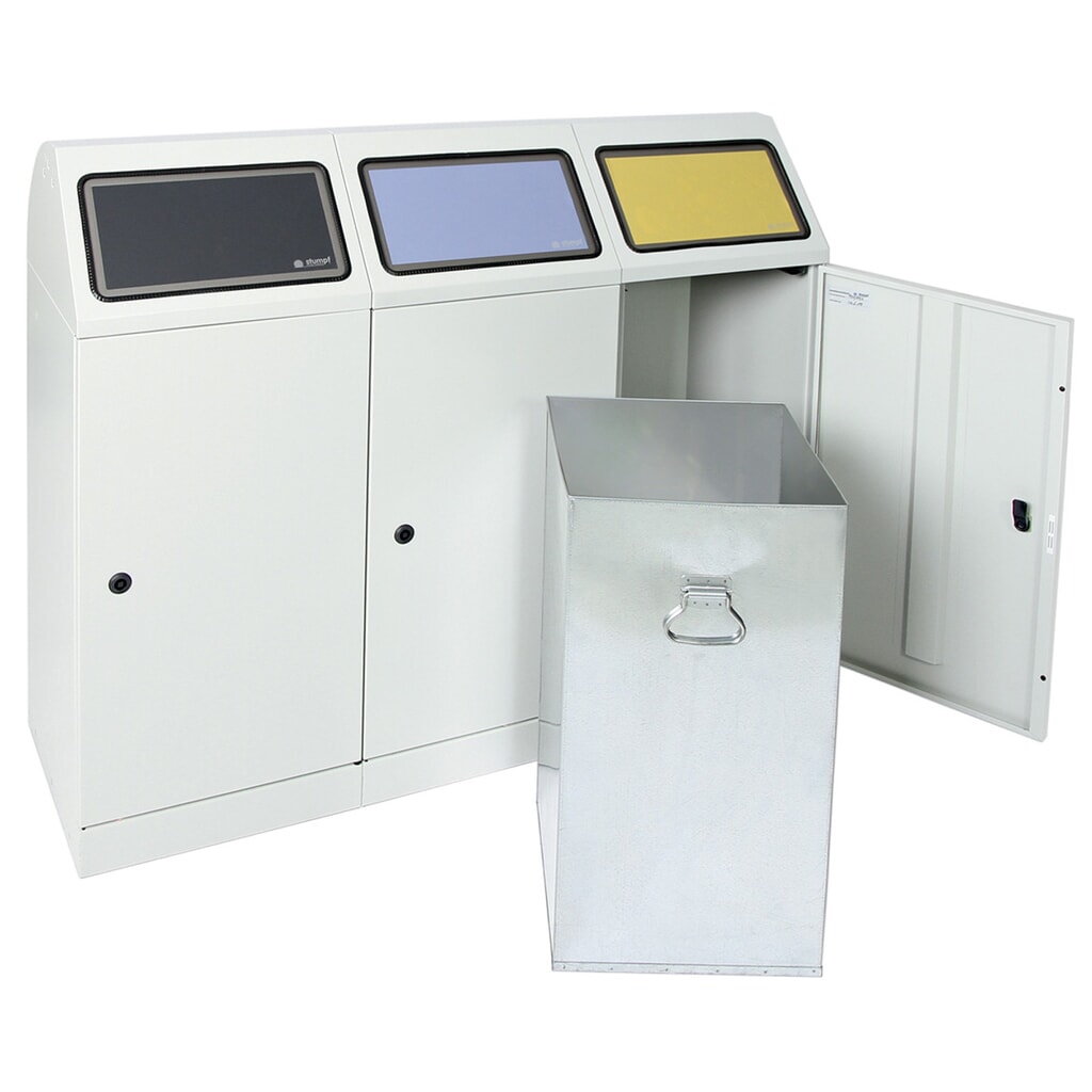 Contenitore per materiali riciclabili stumpf®, 3x 70 litri, con sportello basculante e inserto interno Immagine del prodotto n. 7: Contenitore per materiali riciclabili stumpf®, 3x 70 litri, con sportello basculante e inserto interno