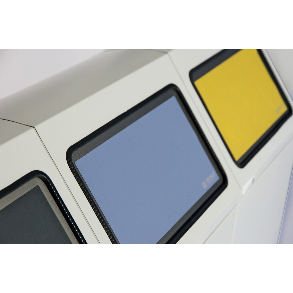 Immagine del prodotto n. 8: Contenitore per materiali riciclabili stumpf®, 3x 70 litri, con sportello basculante e inserto interno