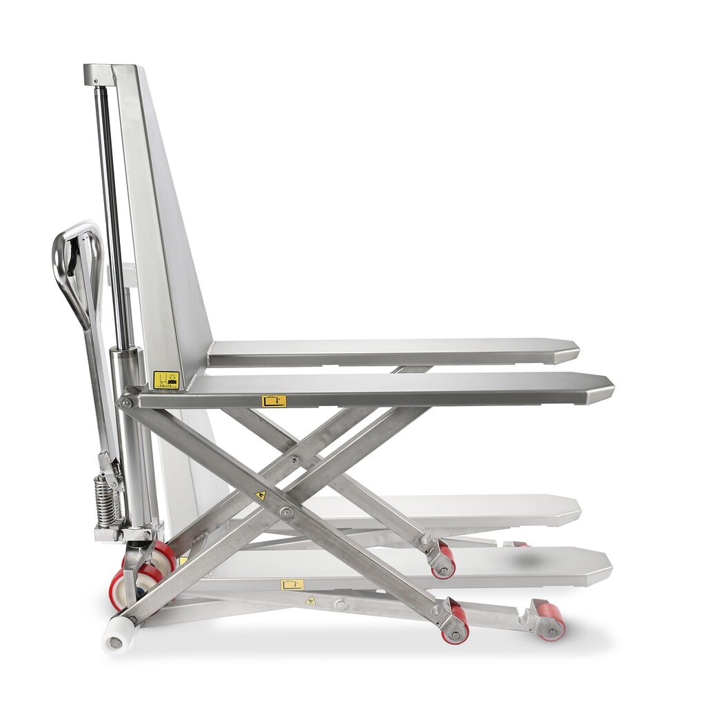 Transpallet a pantografo in acciaio inox Ameise® PTM 1.0 Scissor INOX, portata 1.000 kg, lunghezza forche 1.200 mm, nylon Immagine del prodotto: Transpallet a pantografo in acciaio inox Ameise® PTM 1.0 Scissor INOX, portata 1.000 kg, lunghezza forche 1.200 mm, nylon