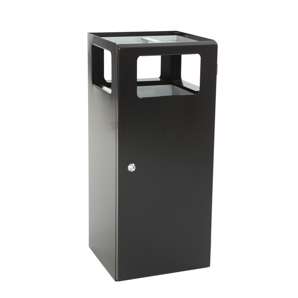 Immagine del prodotto: Combinazione posacenere-cestino dei rifiuti a piramide, quadrato, contenitore base in acciaio inox, 70 litri, nero