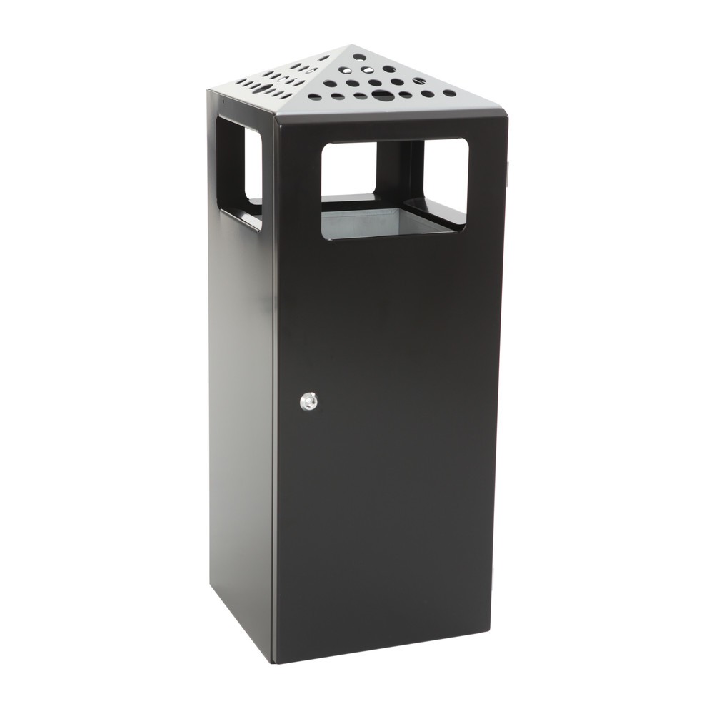 Immagine del prodotto n. 3: Combinazione posacenere-cestino dei rifiuti a piramide, quadrato, contenitore base in acciaio inox, 70 litri, nero