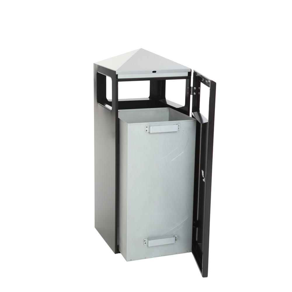 Immagine del prodotto n. 4: Combinazione posacenere-cestino dei rifiuti a piramide, quadrato, contenitore base in acciaio inox, 70 litri, nero