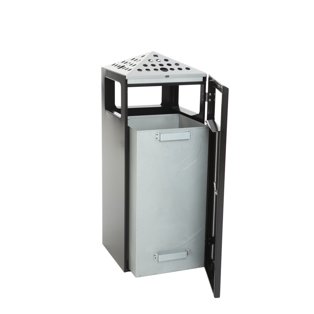 Immagine del prodotto n. 5: Combinazione posacenere-cestino dei rifiuti a piramide, quadrato, contenitore base in acciaio inox, 70 litri, nero