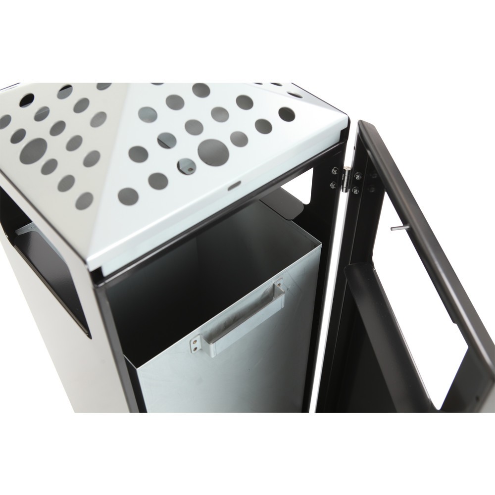 Immagine del prodotto n. 8: Combinazione posacenere-cestino dei rifiuti a piramide, quadrato, contenitore base in acciaio inox, 70 litri, nero