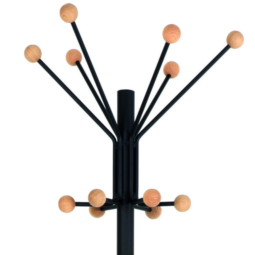 Attaccapanni Giant, a piantana, 12 ganci, con pomello in legno, nero Immagine del prodotto n. 2: Attaccapanni Giant, a piantana, 12 ganci, con pomello in legno, nero