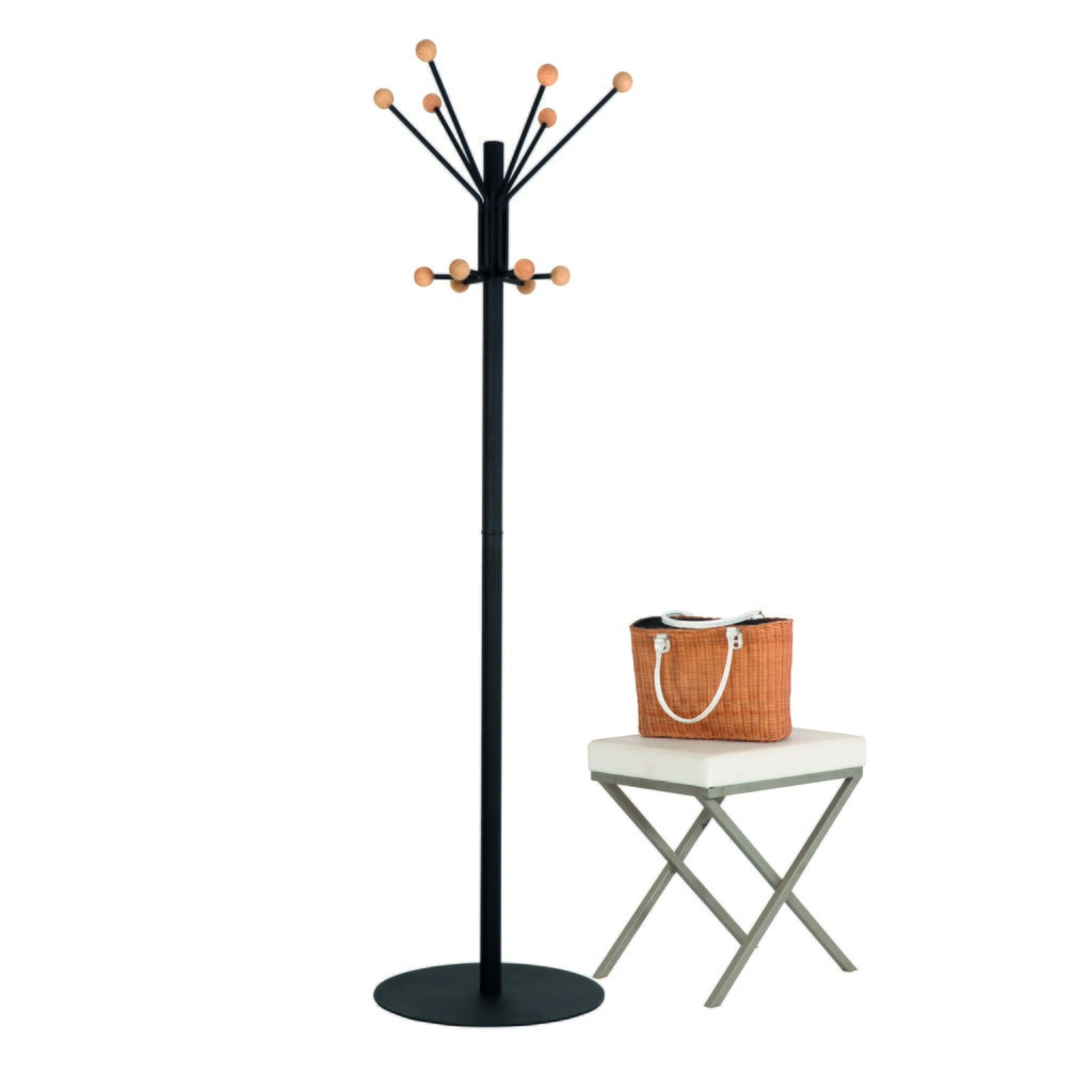 Attaccapanni Giant, a piantana, 12 ganci, con pomello in legno, nero Immagine del prodotto n. 3: Attaccapanni Giant, a piantana, 12 ganci, con pomello in legno, nero