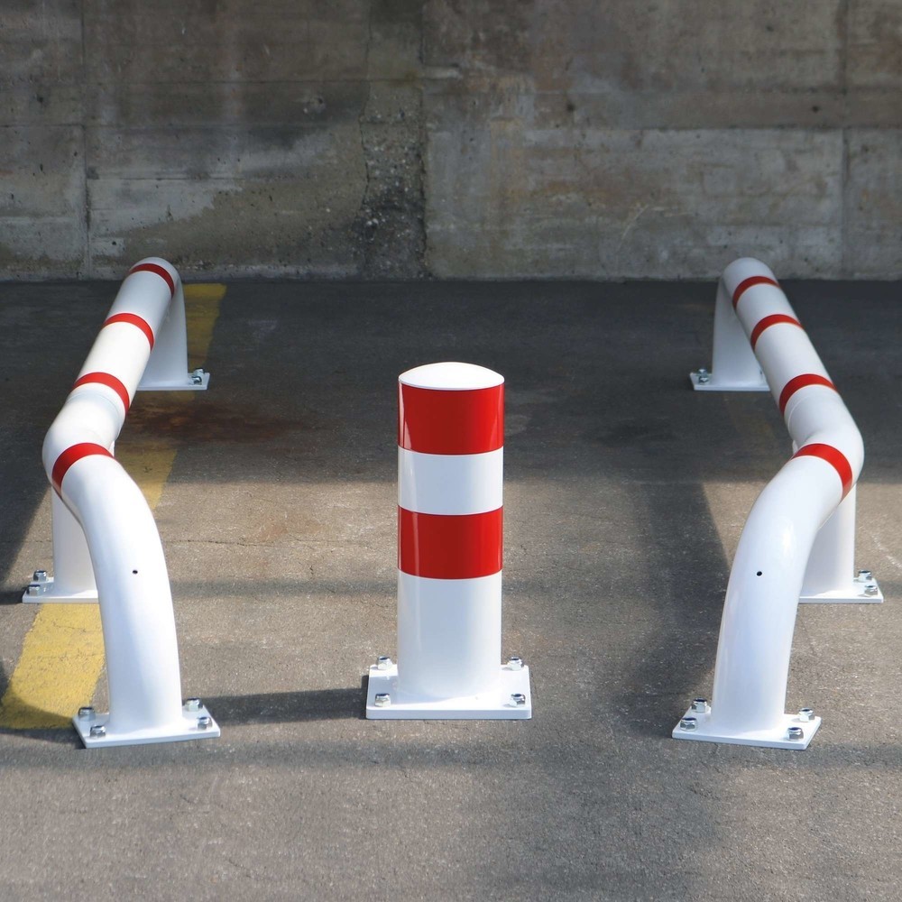 Immagine del prodotto n. 3: Ausilio all'ingresso degli automezzi MORAVIA BLACK BULL, da tassellare con piastre di base, set di 2 staffe, acciaio zincato a caldo, rosso-bianco