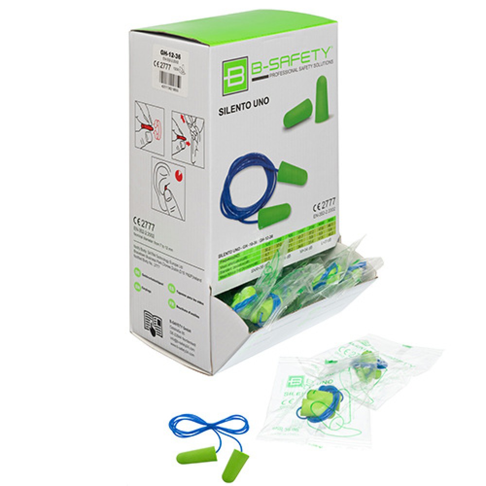 Immagine del prodotto n. 2: B-Safety Tappi auricolari antirumore SILENTO UNO, monouso, con cordino, 100 paia/SU