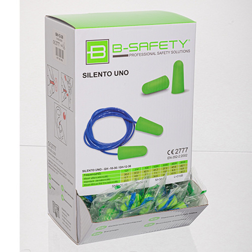 Immagine del prodotto n. 3: B-Safety Tappi auricolari antirumore SILENTO UNO, monouso, con cordino, 100 paia/SU