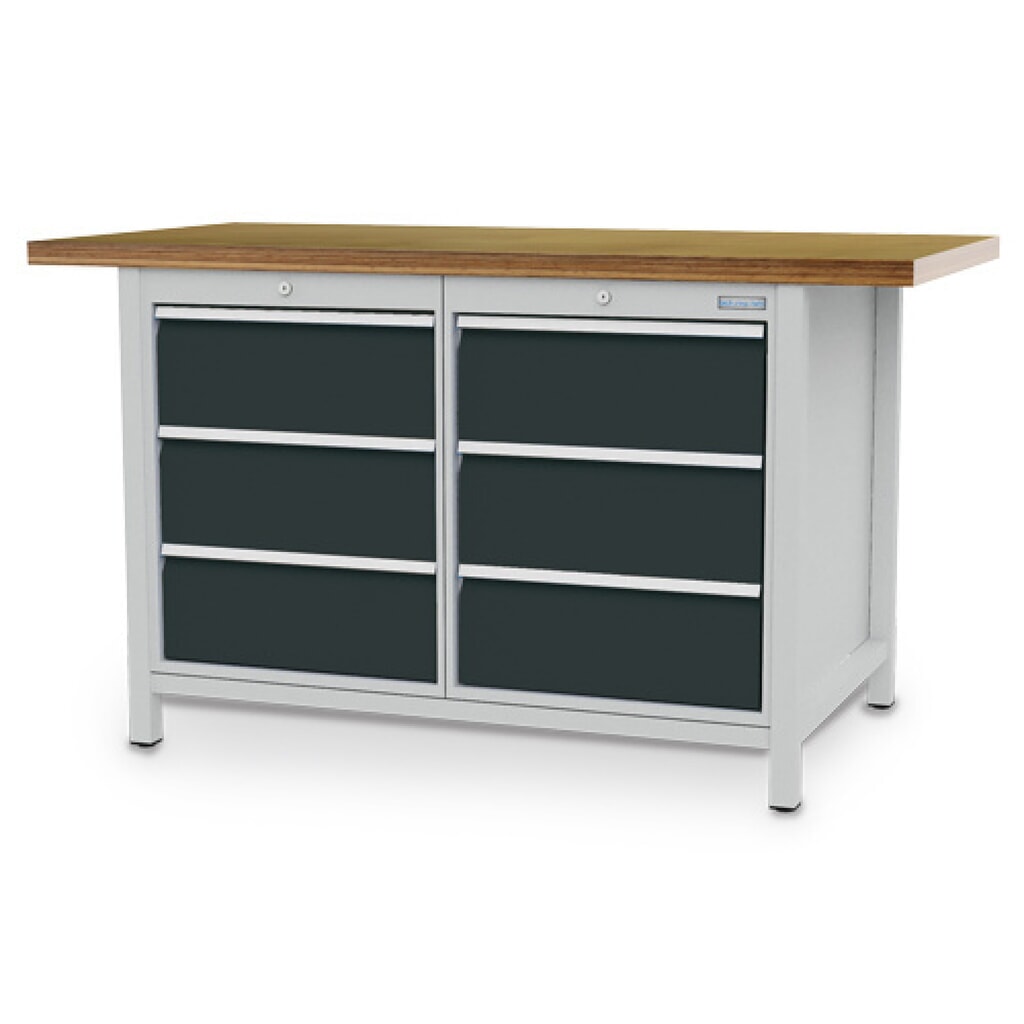 Banco da lavoro a comparti Bedrunka+Hirth R 18-24, AxLxP 859 x 1.500 x 750 mm, grigio chiaro, grigio antracite, 6 cassetti 6x200 mm Immagine del prodotto: Banco da lavoro a comparti Bedrunka+Hirth R 18-24, AxLxP 859 x 1.500 x 750 mm, grigio chiaro, grigio antracite, 6 cassetti 6x200 mm
