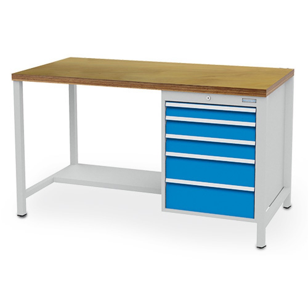 Immagine del prodotto: Banco da lavoro a comparti Bedrunka+Hirth R 18-24, AxLxP 859 x 1.500 x 750 mm, grigio chiaro, azzurro, 5 cassetti 1x75 + 2x100 + 1x150 + 1x175 mm