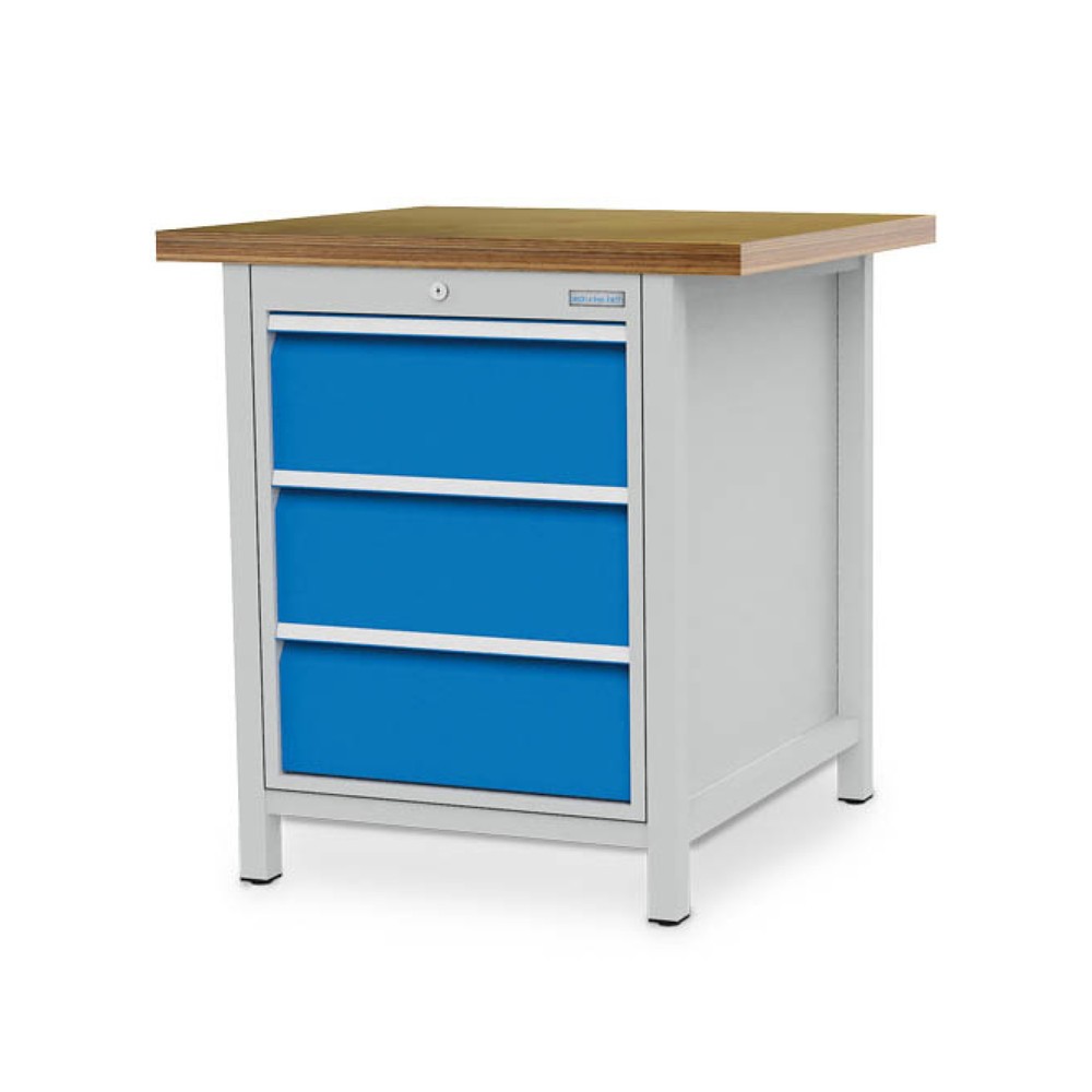 Immagine del prodotto n. 1: Banco da lavoro a comparti Bedrunka+Hirth R 18-24, AxLxP 859 x 810 x 750 mm, grigio chiaro, azzurro, 3 cassetti 3x200 mm